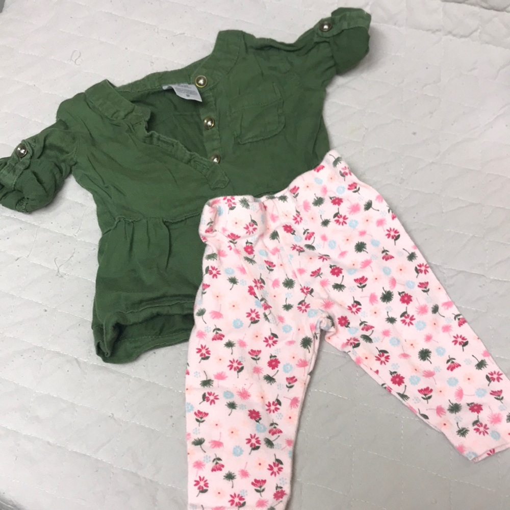 Carter’s Shirt and Pants Set- Floral- 3 months
